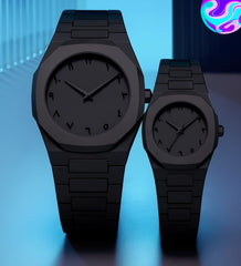 Black Aura Couple Watch – Elegant Matching Timepieces, Stylish Fashion Accessories For Men And Women