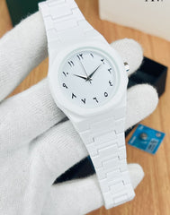 Full White Aura Watch Stylish Design Compact Build Perfect Choice For Daily Use And Fashion Needs
